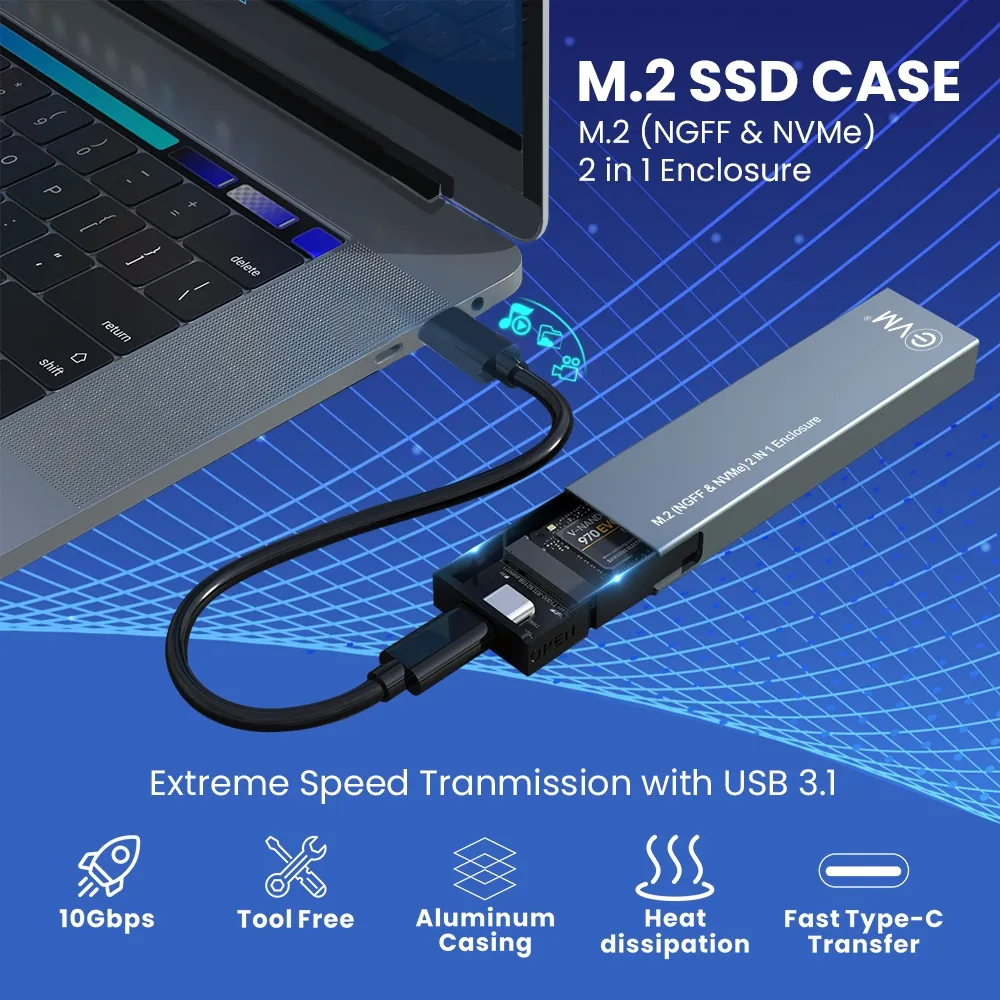 EVM SSD Casing M.2 (NGFF & NVMe) 2 in 1 Type-C (CG-001) view 7
